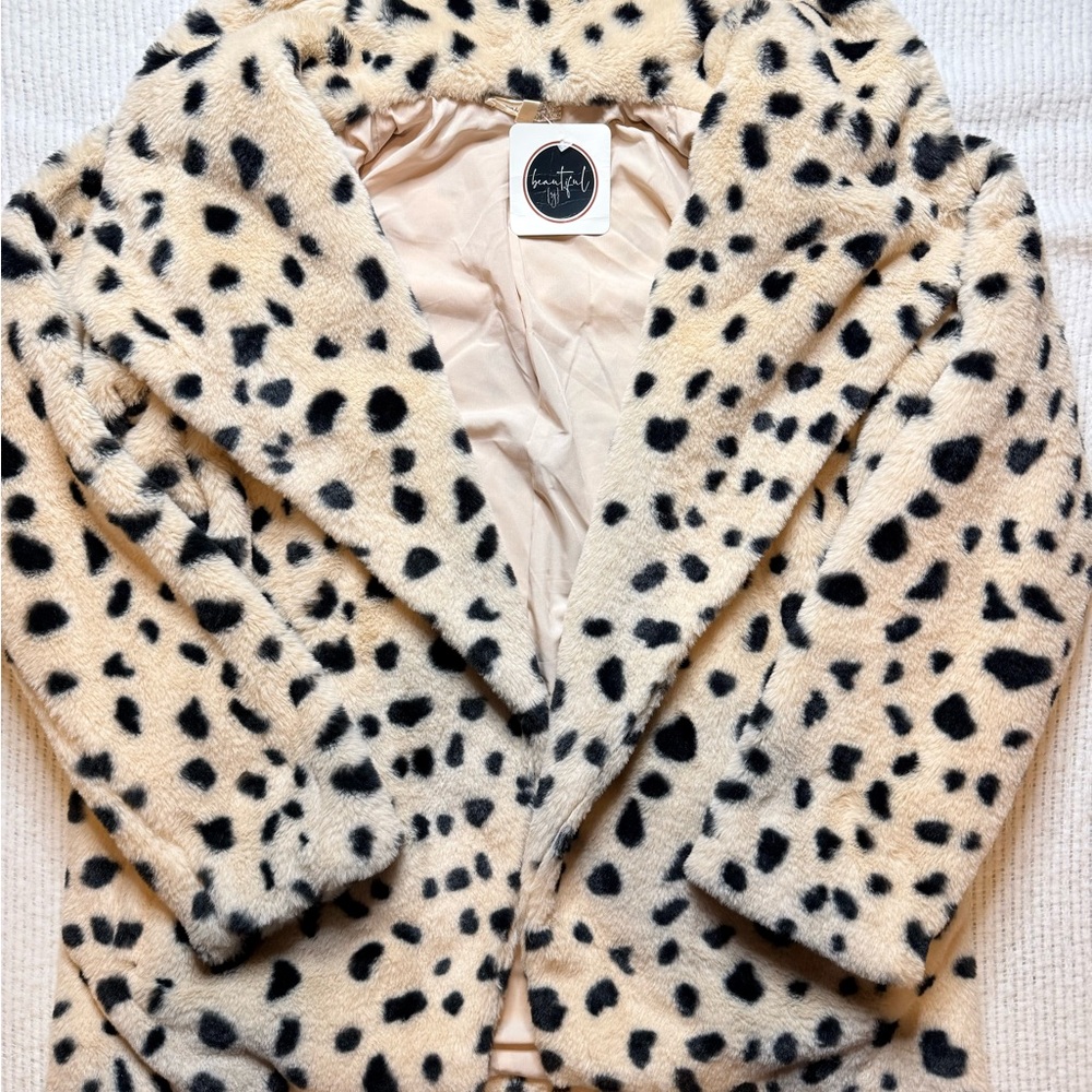 Mystree Cream and Black Spotted Women's coat